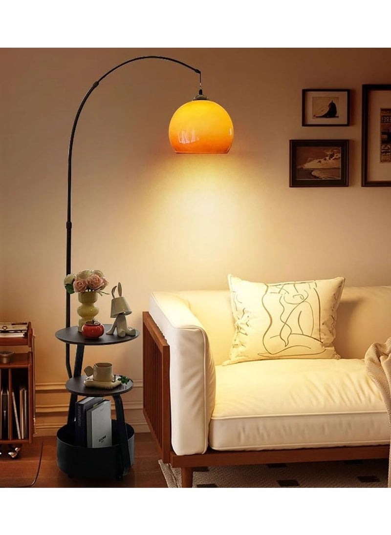 DubaiGallery - Stylish 1 Light LED/Incandescent/Fluorescent Buffet Floor Lamp with Timber Shade, Rocker Switch, and Adaptable Height for Home Use, 110V-120V - Image 1