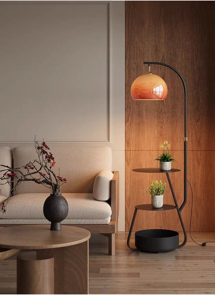 DubaiGallery - Stylish 1 Light LED/Incandescent/Fluorescent Buffet Floor Lamp with Timber Shade, Rocker Switch, and Adaptable Height for Home Use, 110V-120V - Image 1