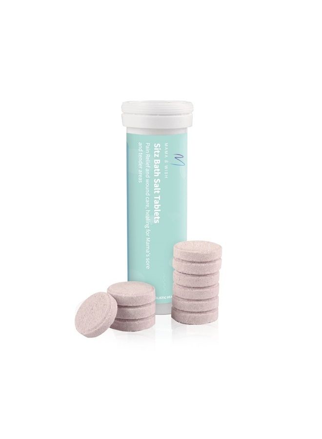 Mama & Wish Sitz Bath Salt Tablets for Postpartum Care | Postpartum Essentials Pack of 10 Sitz Bath for Postpartum Care | Postpartum and Hemorrhoids Recovery | Natural Salts & Minerals Postpartum Bath Soak - Image 1