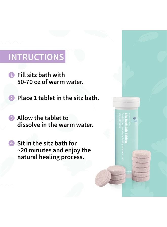 Mama & Wish Sitz Bath Salt Tablets for Postpartum Care | Postpartum Essentials Pack of 10 Sitz Bath for Postpartum Care | Postpartum and Hemorrhoids Recovery | Natural Salts & Minerals Postpartum Bath Soak - Image 3