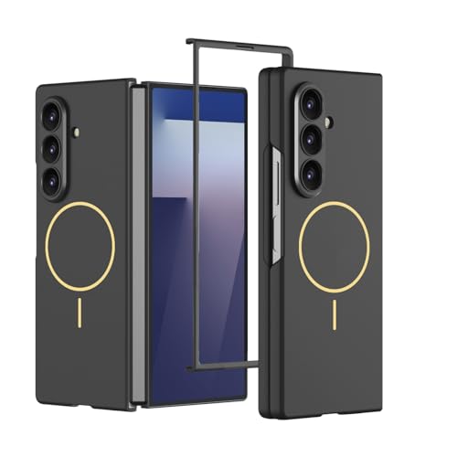 Midkart Matte Case Compatible with Samsung Galaxy Z Fold 7 and Compatible with Magsafe Charging Ultra Thin Hard PC with Front Glass Cover Camera Protection, Black - Image 1