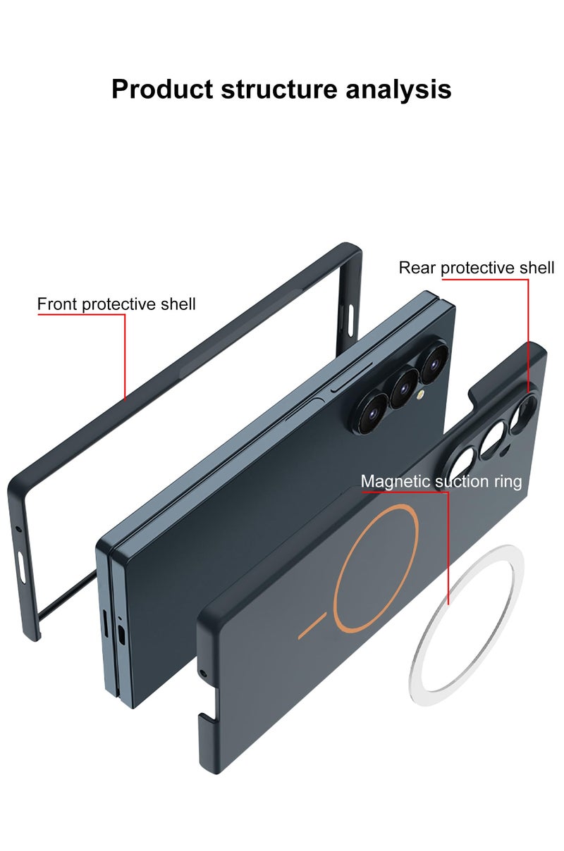 Midkart Matte Case Compatible with Samsung Galaxy Z Fold 7 and Compatible with Magsafe Charging Ultra Thin Hard PC with Front Glass Cover Camera Protection, Black - Image 3