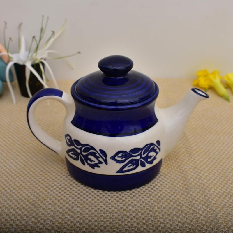 KunhaR Ceramic Morning Set Blue Flower 1 Tray 4 Cups 150 ml and 1 Teapot 650 ml - Image 5