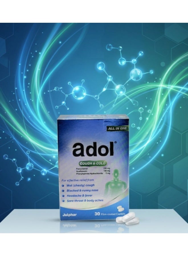 Julphar Adol Cough & Cold All-in-One Tablets 30’s – Complete Relief for Cold, Cough & Flu Symptoms - Image 1