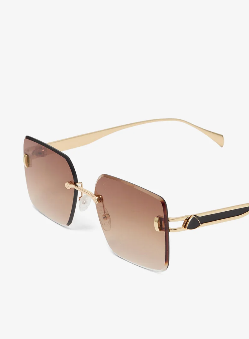 REDTAG Women Brown Oversized Metal Frame Sunglasses