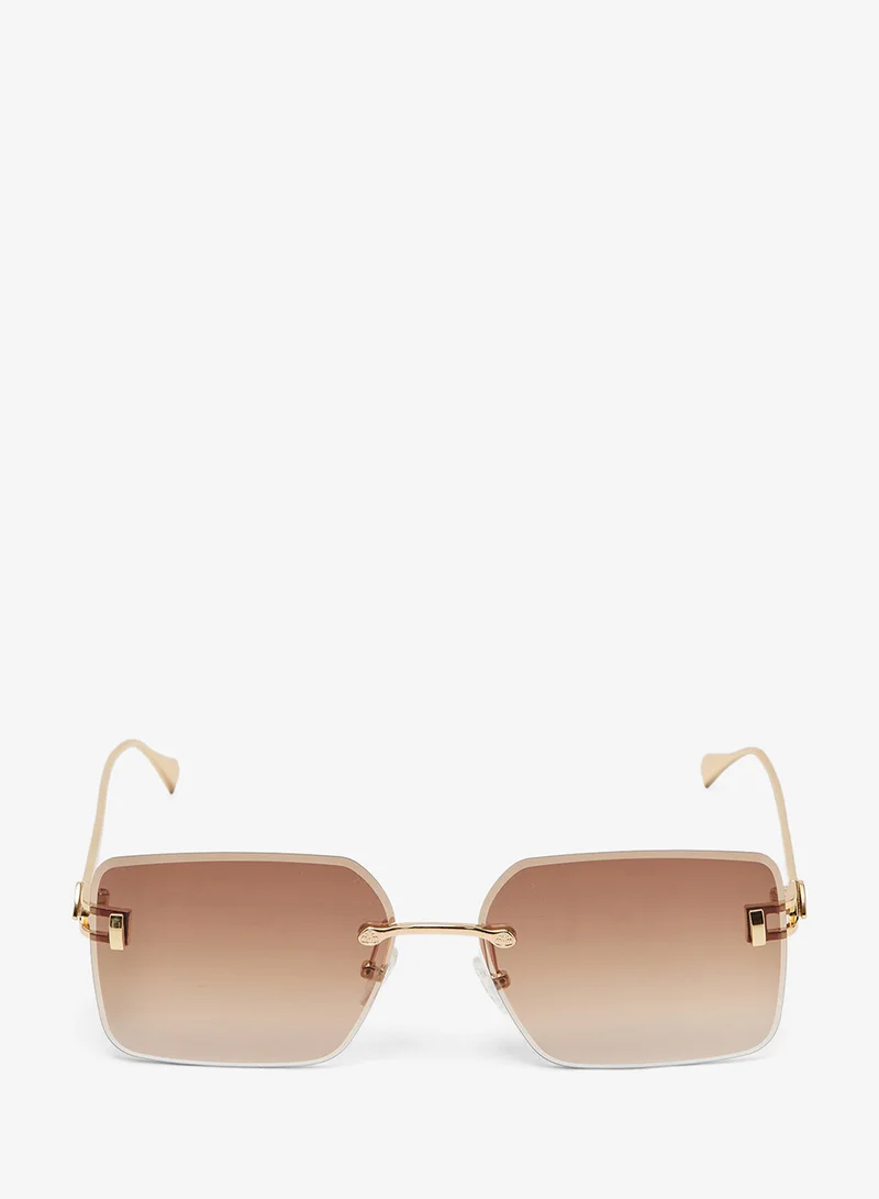REDTAG Women Brown Oversized Metal Frame Sunglasses