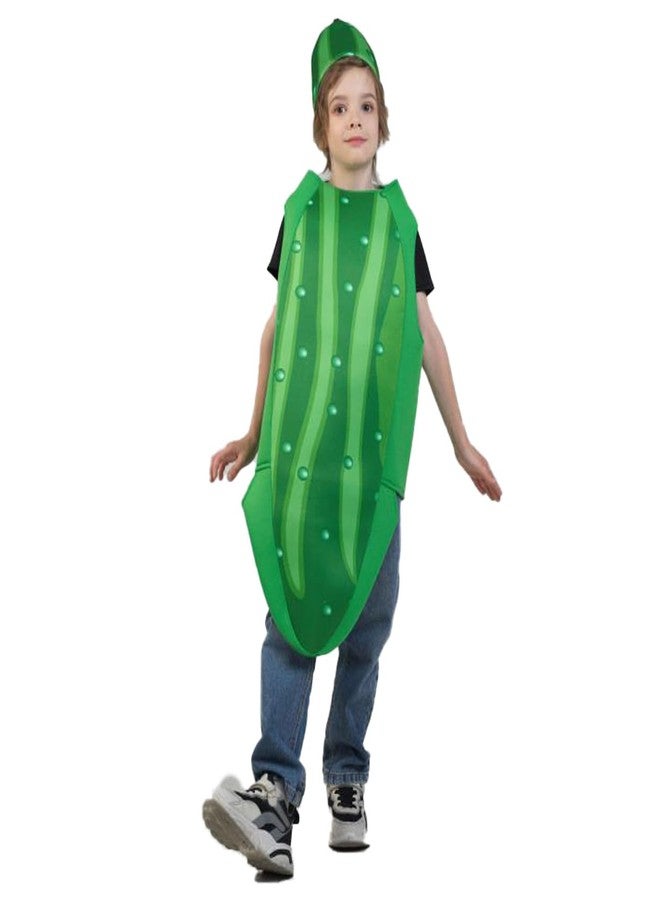 DSplay Pickle Costume Kids Cosplay Green Cucumber Jumpsuit Halloween Girl Boy (3-7 years old) - Image 1