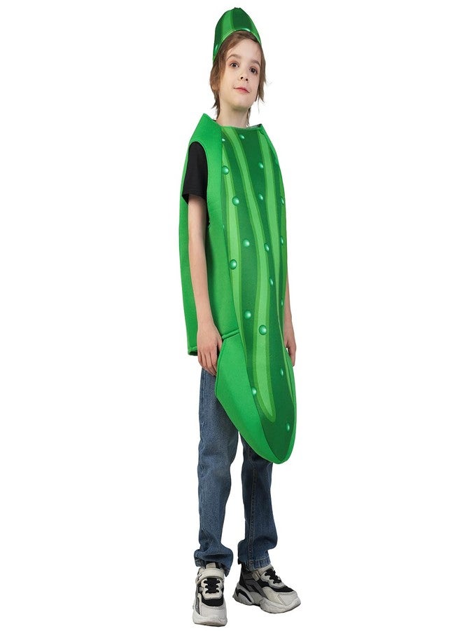 DSplay Pickle Costume Kids Cosplay Green Cucumber Jumpsuit Halloween Girl Boy (3-7 years old) - Image 3