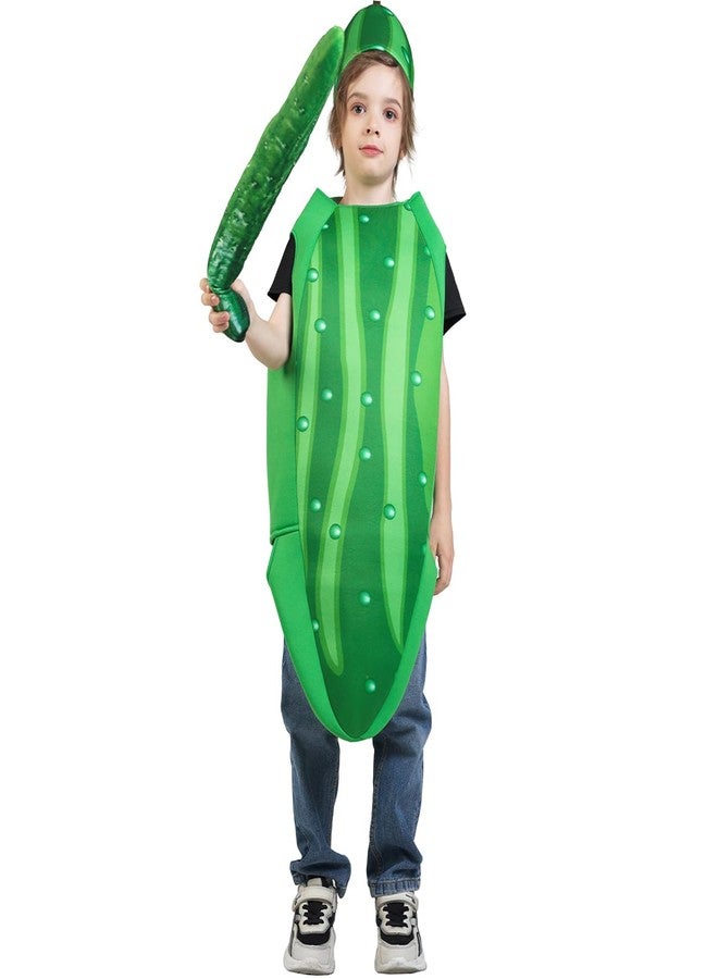 DSplay Pickle Costume Kids Cosplay Green Cucumber Jumpsuit Halloween Girl Boy (3-7 years old) - Image 4