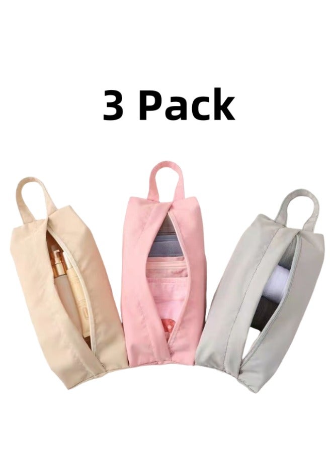 حقيبة تنظيم جوارب السفر المكونة من 3 قطع مع مقبض بسحاب وحقيبة تخزين صغيرة للملابس الداخلية المضغوطة لمكعبات التعبئة وحقيبة السفر والأمتعة والملابس الداخلية ومستحضرات التجميل والمستلزمات الأساسية والملابس الداخلية - Image 1