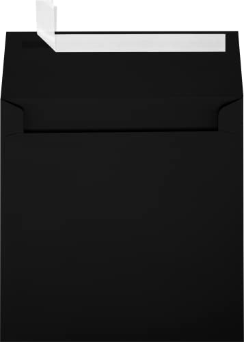 LUXPaper Square Invitation Envelopes | Peel & Press | 5 1/2" x 5 1/2" | Midnight Black | 80lb. Text | 50 Qty - Image 1