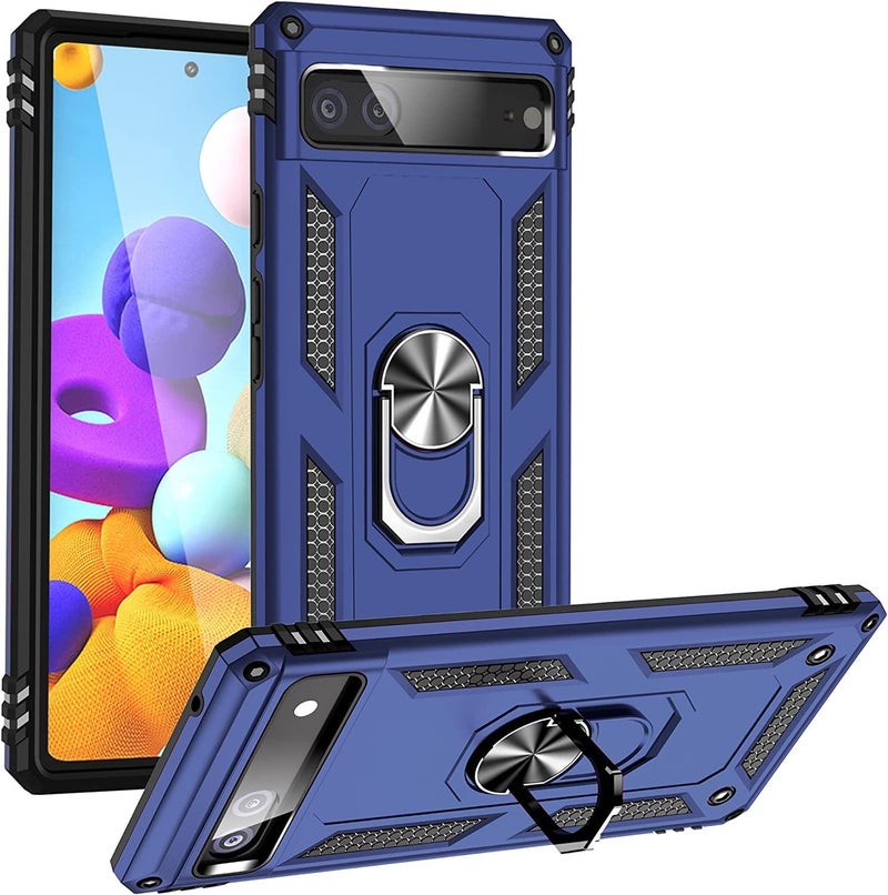 REALCASE Polycarbonate Google Pixel 7 Back Cover Case | Heavy Duty Dual Layer Hybrid Shock Proof Armor Defender Ring Case Back Cover for Google Pixel 7 (Blue) - Image 1