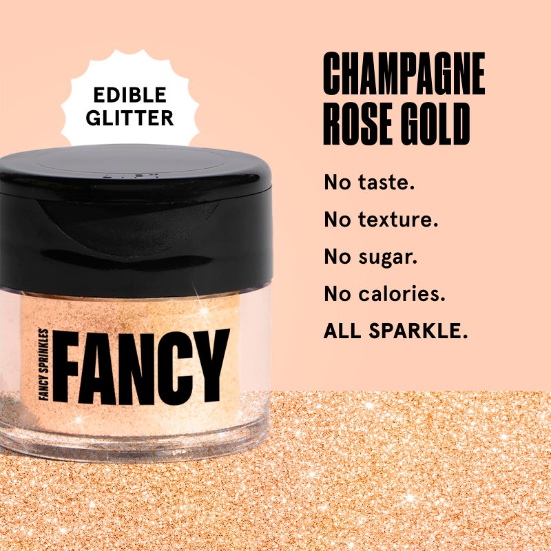 Fancy Sprinkles رشات فاخرة من جليتر الشمبانيا باللون الوردي الذهبي الفاخر، جليتر صالح للأكل 100% للطعام والمشروبات المتلألئة بدون طعم أو قوام (4 جرام) - Image 2