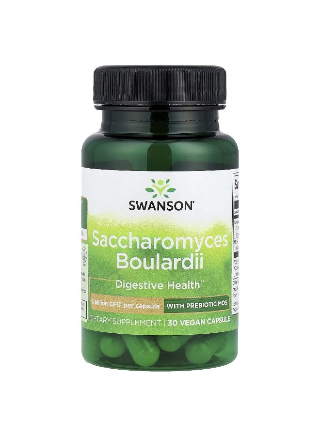 Swanson, Saccharomyces Boulardii with Prebiotic MOS, 30 Vegan Capsules - Image 1