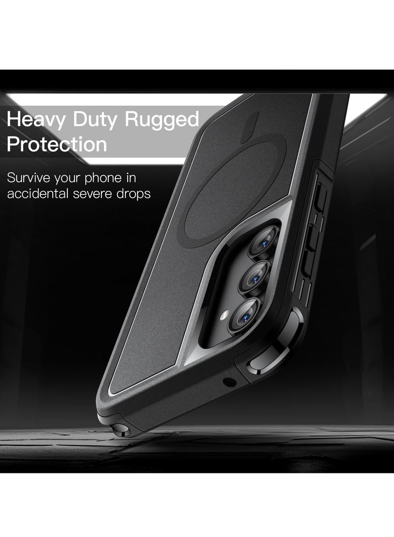 Jetech Case for Samsung Galaxy S23 Fe 6.4 Inch Compatible With Magsafe Accessories Dual Layer Heavy Duty Rugged Protection Shockproof Phone Magnetic Cover Black - Image 4