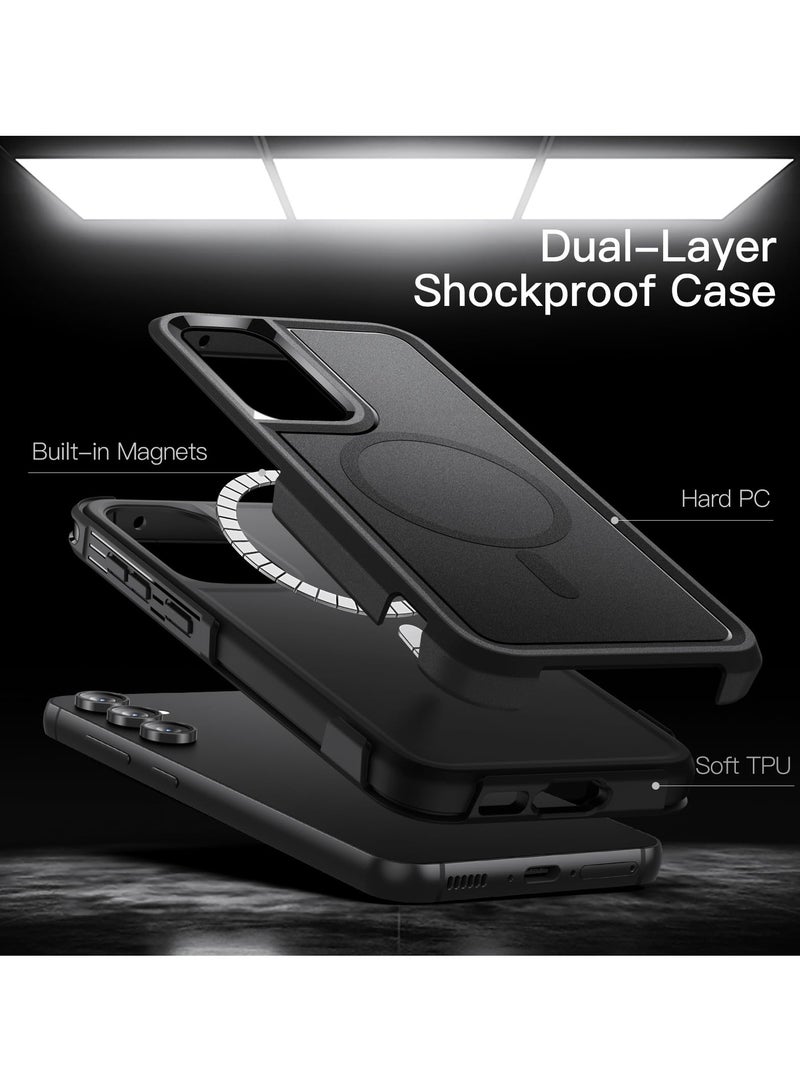 Jetech Case for Samsung Galaxy S23 Fe 6.4 Inch Compatible With Magsafe Accessories Dual Layer Heavy Duty Rugged Protection Shockproof Phone Magnetic Cover Black - Image 3