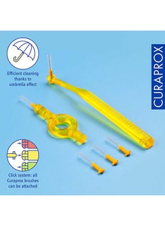 CURAPROX Curaprox CPS 09 Prime Start Interdental Brush Kit، أصفر - 5 x 0,9mm - 4,0mm Interdental Brush + 2 حامل فرشاة أسنان بين الأسنان  - Image 3