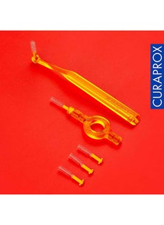 CURAPROX Curaprox CPS 09 Prime Start Interdental Brush Kit، أصفر - 5 x 0,9mm - 4,0mm Interdental Brush + 2 حامل فرشاة أسنان بين الأسنان  - Image 4