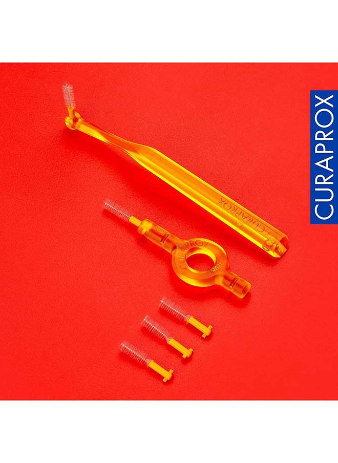 CURAPROX Curaprox CPS 09 Prime Start Interdental Brush Kit، أصفر - 5 x 0,9mm - 4,0mm Interdental Brush + 2 حامل فرشاة أسنان بين الأسنان  - Image 4