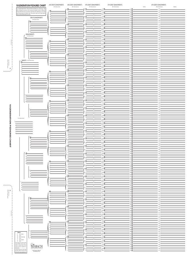 TreeSeek® 15 Generation Pedigree Chart | Blank Genealogy Forms for Family History and Ancestry Work - Image 1