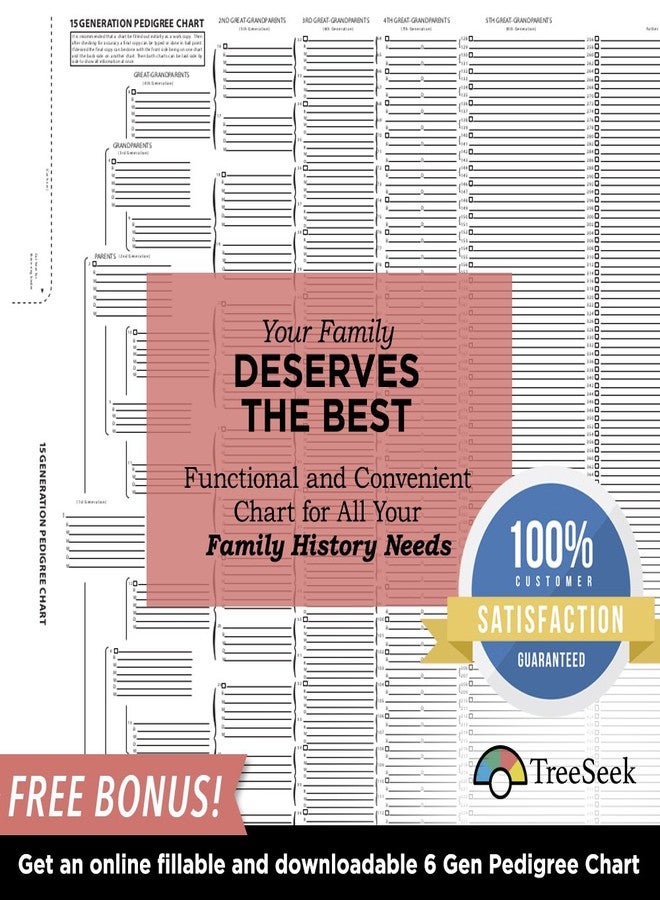 TreeSeek® 15 Generation Pedigree Chart | Blank Genealogy Forms for Family History and Ancestry Work - Image 5