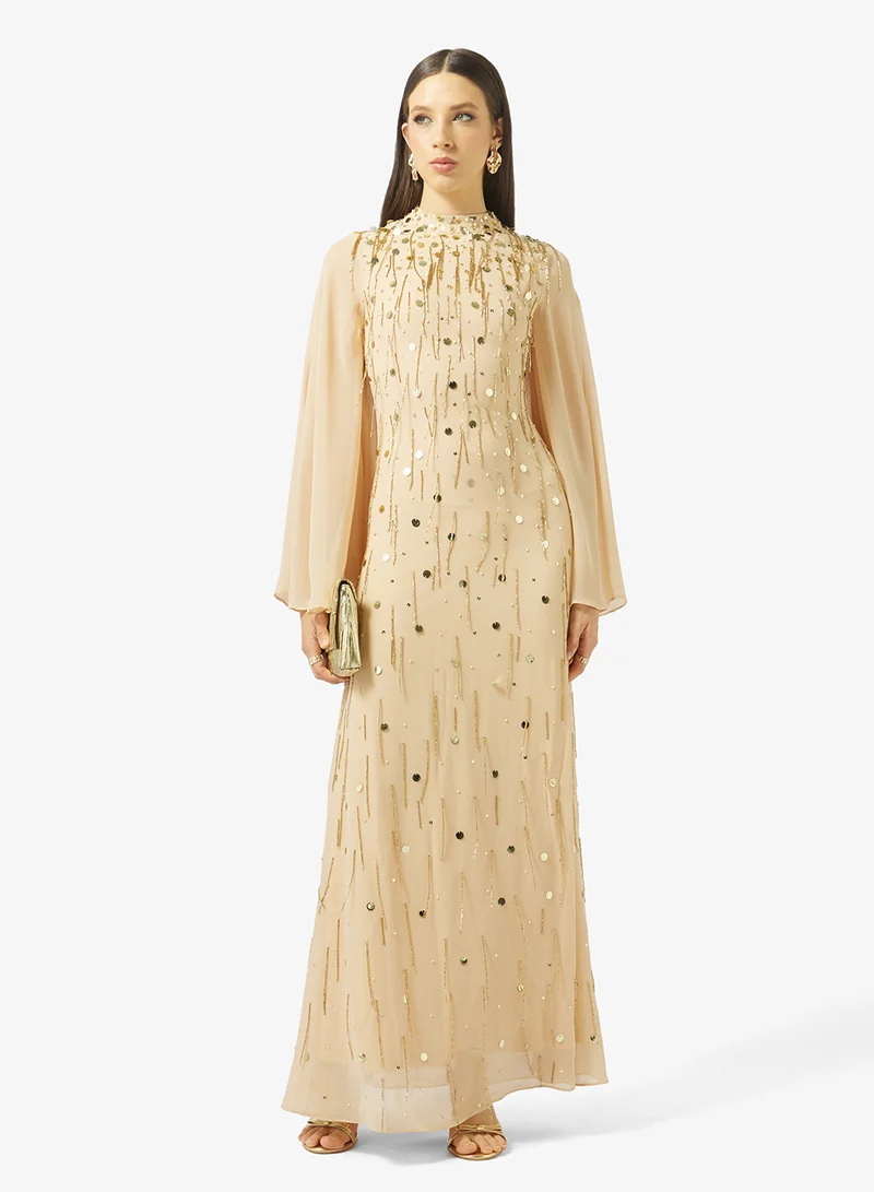 Amelia Rose  Embellished flared sleeve dress for Women | Best Price UAE