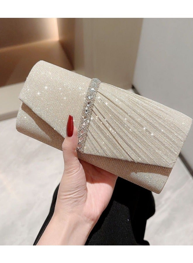 SHABILI Women's Sparkling Evening Clutch Bag, Ladies Designer Chain Banquet Package Handbag Tote Bags Shoulder Bag, Casual Solid Color Crossbody Bag Satchel Bag Side Bag Carry Bag for College Students - Image 4
