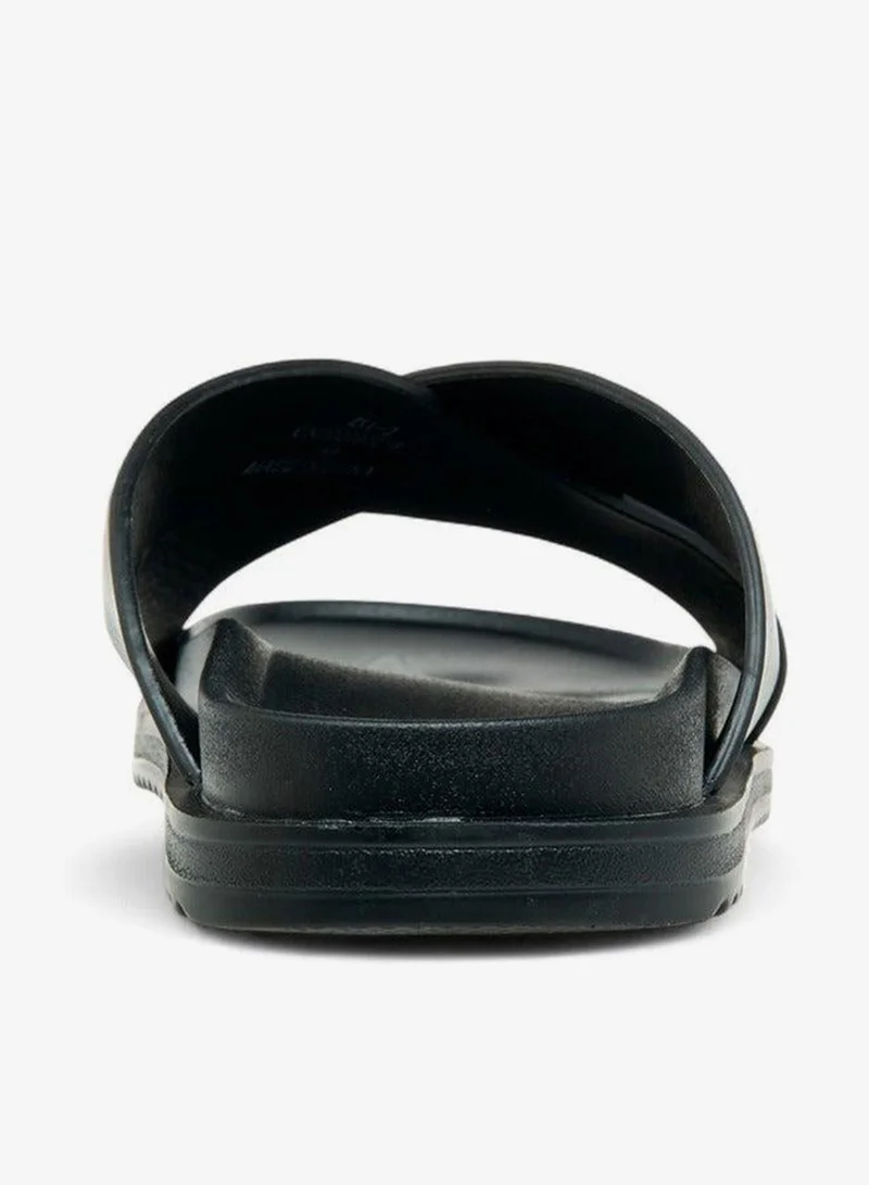 LBL by Shoexpress BLACK Cross Strap Slip-On Sandals for Men | Best Price UAE