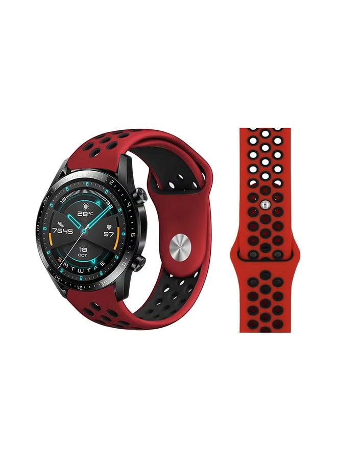 PROMASS Stylish Silicone Replacement Band For Huawei Watch GT/GT2 Red Black