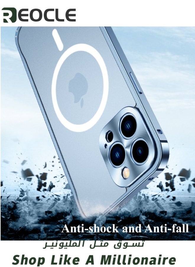 REOCLE - Electroplated Case for iPhone 14 Camera Lens Full Protection Compatible with MagSafe Wireless Charging Shockproof Soft TPU Phone Cover - Image 1