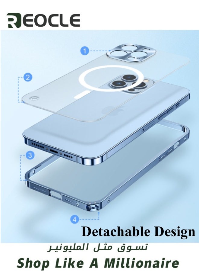 REOCLE - Electroplated Case for iPhone 14 Camera Lens Full Protection Compatible with MagSafe Wireless Charging Shockproof Soft TPU Phone Cover - Image 1