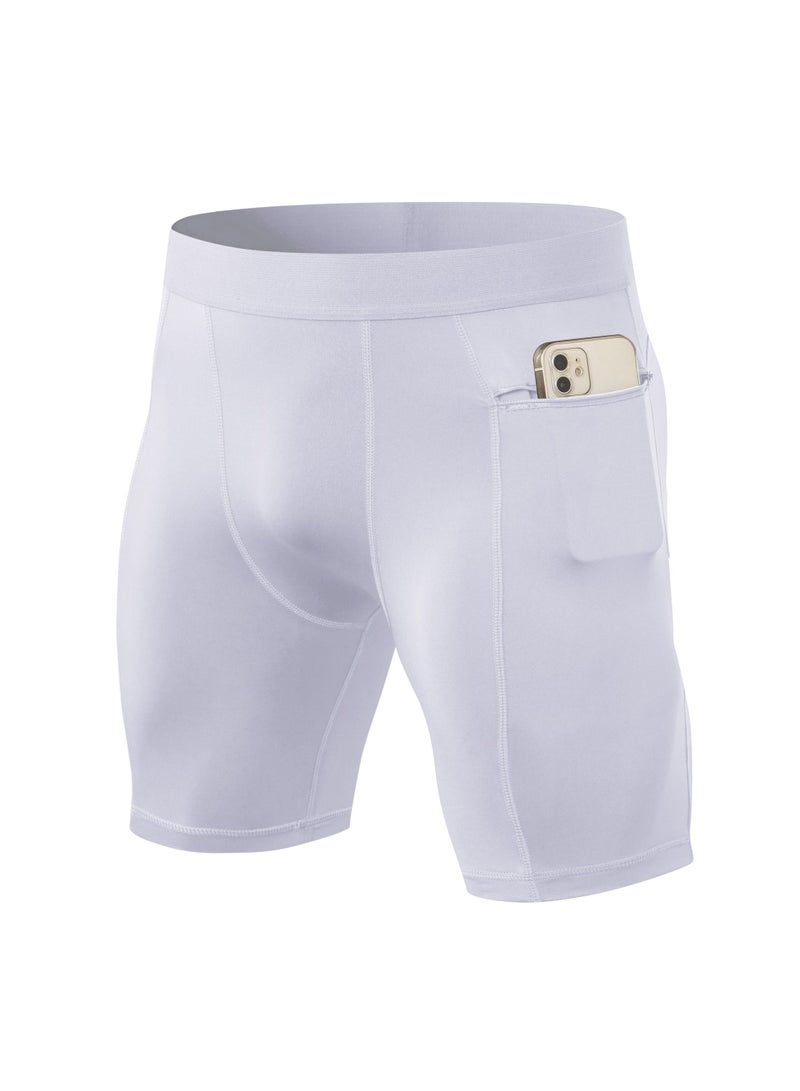 Loquat Men Quick Dry Breathable Elastic Shorts White  - Image 1