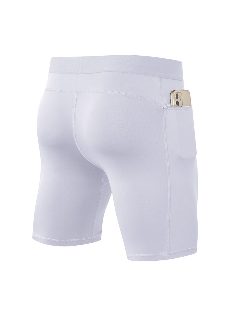 Loquat Men Quick Dry Breathable Elastic Shorts White  - Image 2
