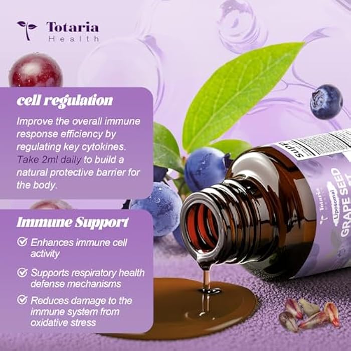 Totaria Grape Seed Extract Liquid Drops | High Potency 95% Polyphenols Antioxidant Supplement for Skin, Heart & Immune Support | Vegan, Gluten Free | Alcohol-Free & Non-GMO | 2FL - Image 4