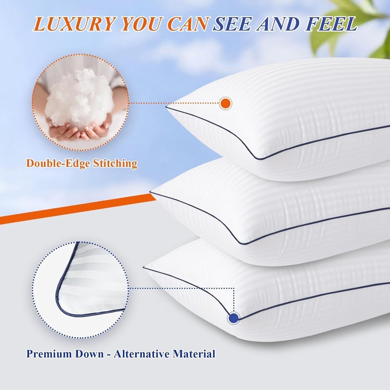 9villa Hotel Collection Fiber Pillows for Sleeping Soft, Cooling, Luxury Microfiiber Pillow for Neck Pain Relief Suitable, Stomach or Side Sleepers (Standard Size, 27x17 Inches) Set of 10 - Image 2