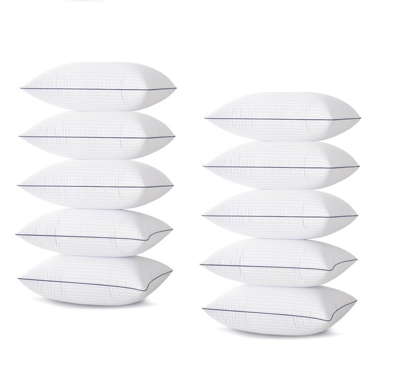 9villa Hotel Collection Fiber Pillows for Sleeping Soft, Cooling, Luxury Microfiiber Pillow for Neck Pain Relief Suitable, Stomach or Side Sleepers (Standard Size, 27x17 Inches) Set of 10 - Image 1
