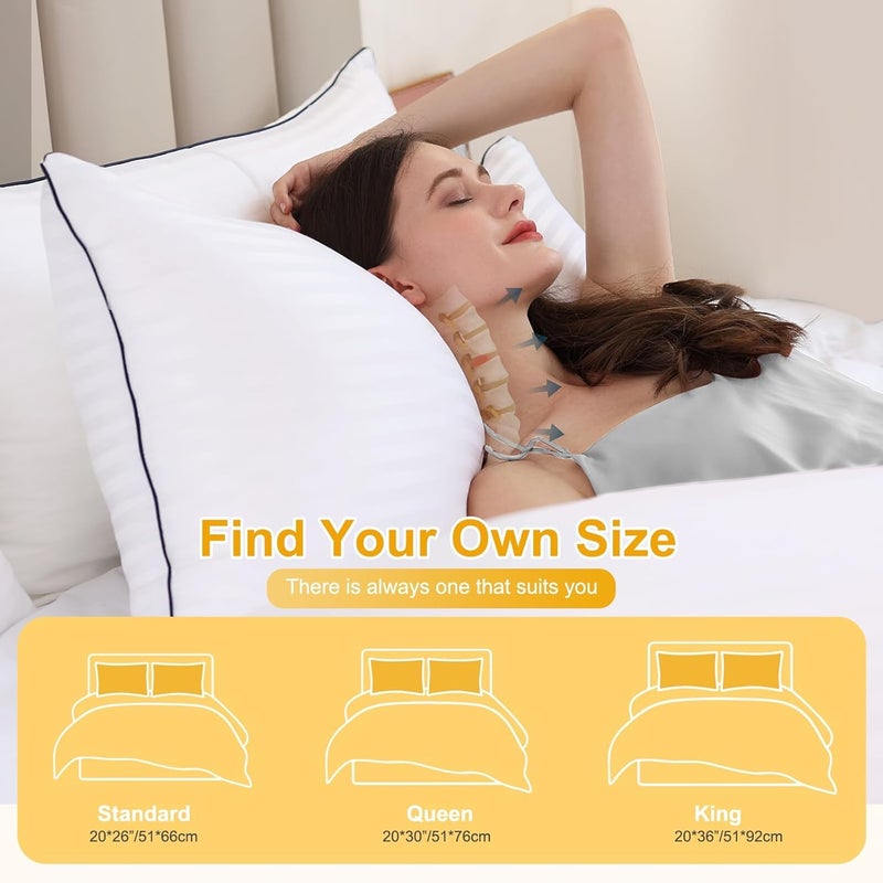 9villa Hotel Collection Fiber Pillows for Sleeping Soft, Cooling, Luxury Microfiiber Pillow for Neck Pain Relief Suitable, Stomach or Side Sleepers (Standard Size, 27x17 Inches) Set of 10 - Image 5