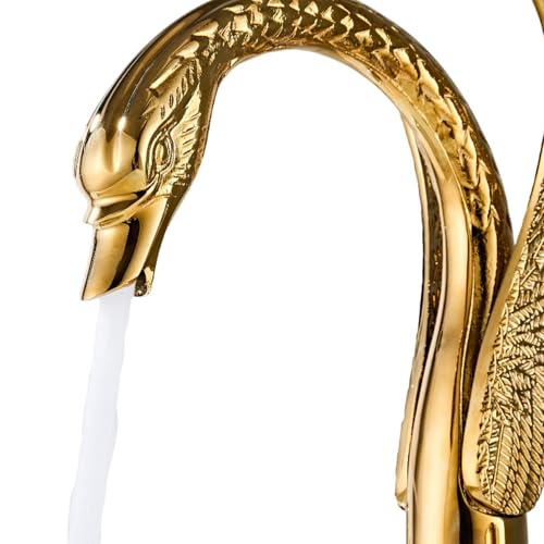 LightInTheBox Golden Ornate Swan Style Bathroom Sink Faucet Combo Deck Mount Sink Mixer Tap Set Hot Cold Water - Image 5