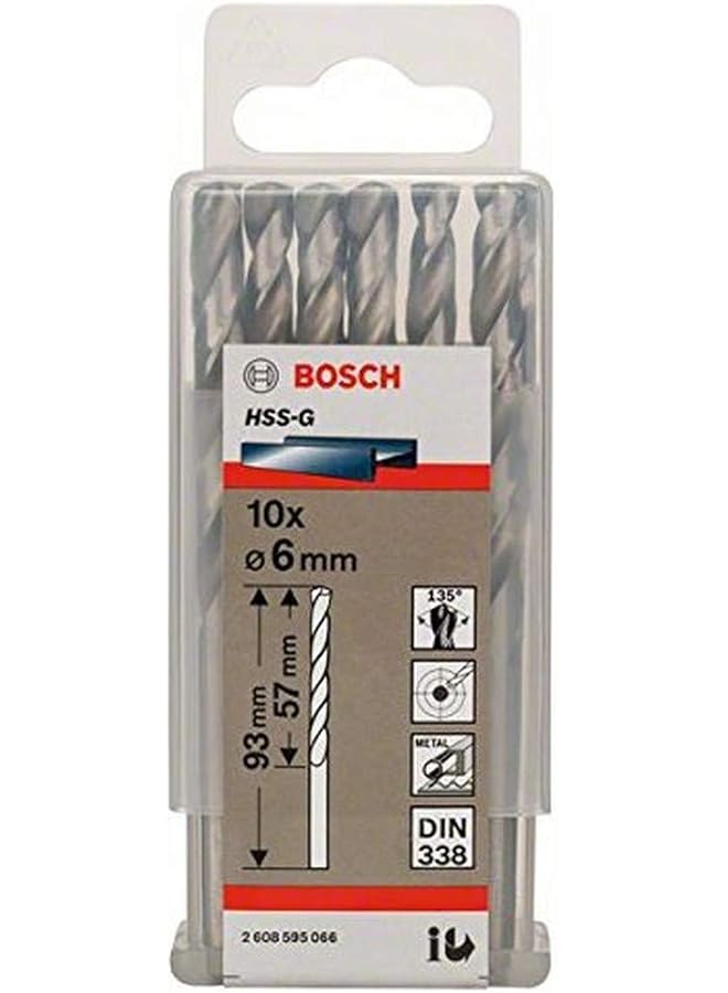 BOSCH Hss G Metal Drill Bits 10 Pieces 6.00 Mm Diameter 93 Mm Total Length - Image 1