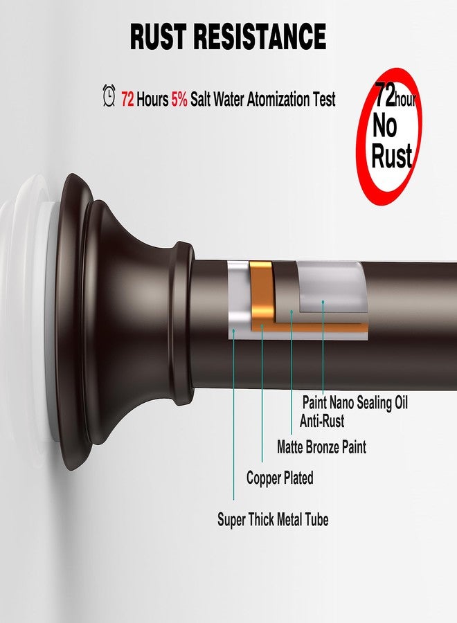 BloomFlower Oil Rubbed Bronze Tension Shower Curtain Rod - Adjustable 18-79 Inches, Fits 20-78 Inch Spaces (Ideal for 72" Wide Bathrooms), Rust Resistance Adjustable Durable Spring No Drilling - Image 3