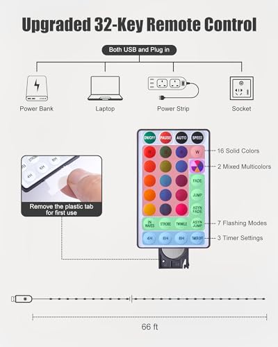 Minetom Color Changing Fairy String Lights: 66 Feet 200 Led Waterproof Twinkle Lights with Remote and Plug and 4 Light Modes for Craft Bedroom Ceiling Wedding Christmas 16 Colors - Image 5