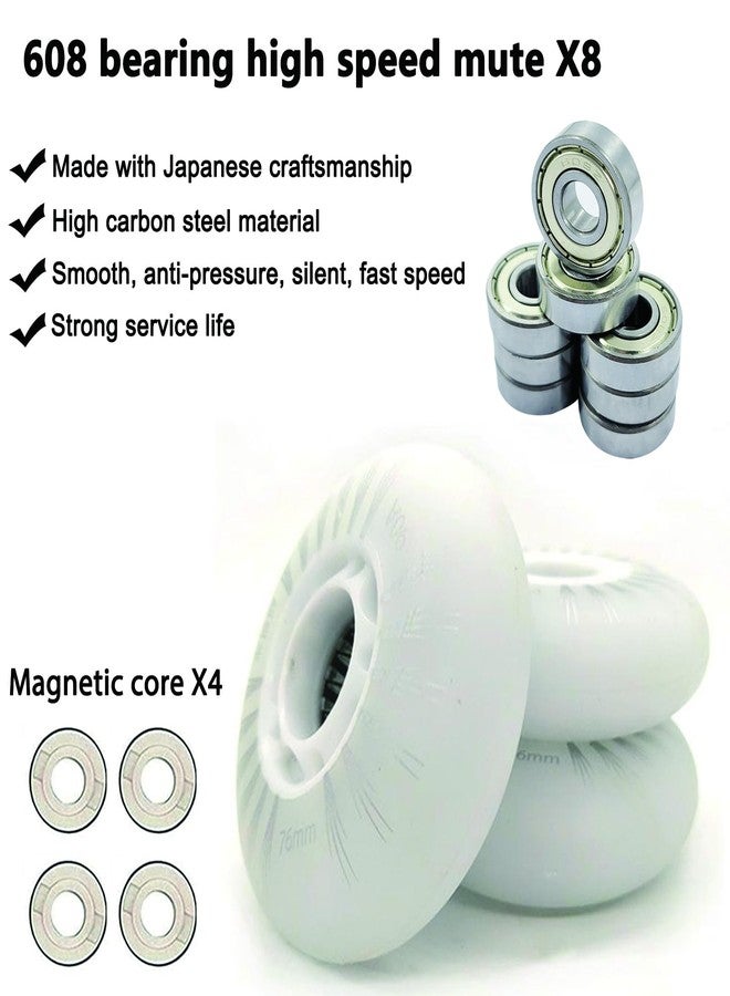 FYANER Light Up Inline Skate Wheels 4 Pack - Luminous Flash Inline Skates Replacement Wheel 76mm(White), Universal - Image 3