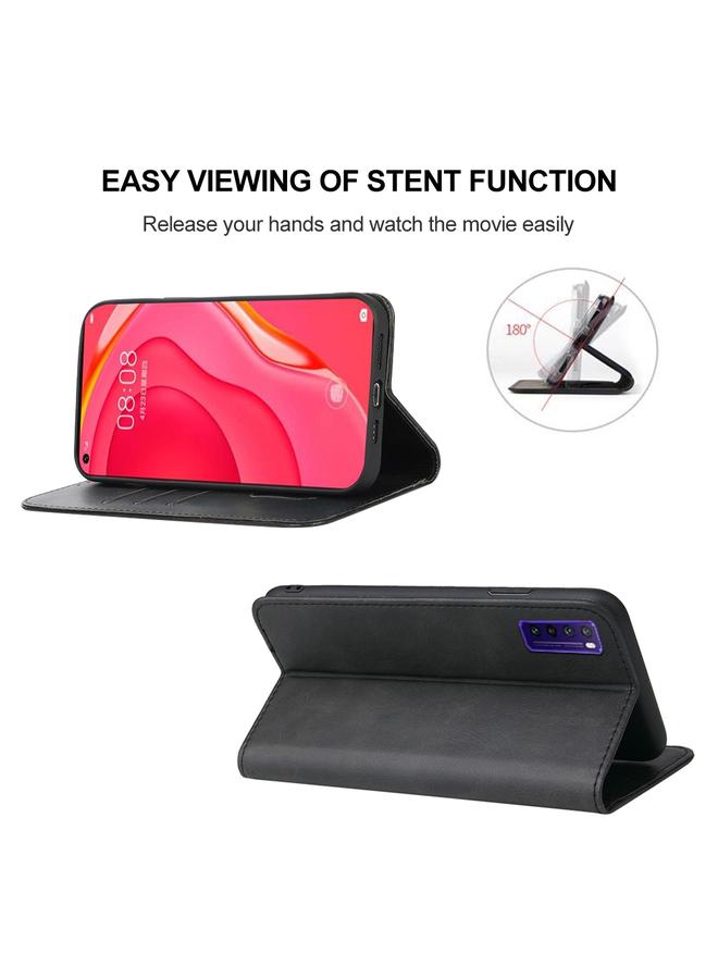 زبون جراب لهاتف Huawei Nova 7 SE 5G Youth مصنوع من الجلد بإغلاق مغناطيسي - Image 4