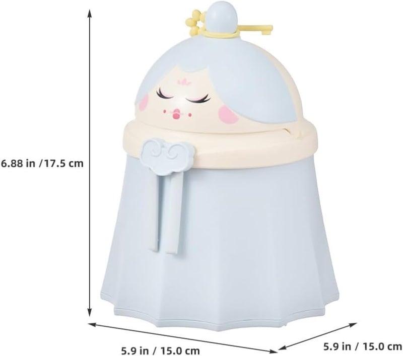 Meneflix Cute Mini Desktop Dustbin with Lid Small Trash Bin Countertop Wastebasket Trash Can for Study Table Bathroom Bedroom Home Kitchen Kawaii Cartoon Toilet Trash Container - Image 3
