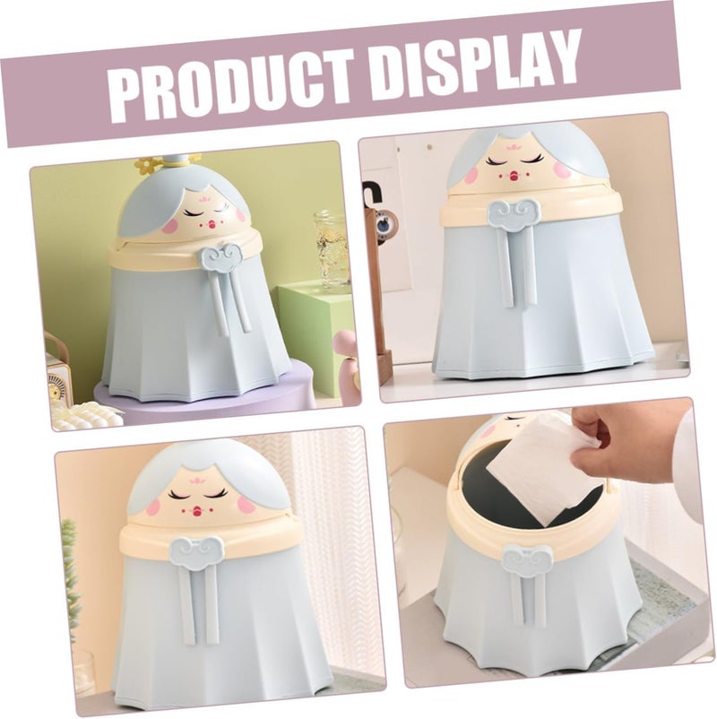 Meneflix Cute Mini Desktop Dustbin with Lid Small Trash Bin Countertop Wastebasket Trash Can for Study Table Bathroom Bedroom Home Kitchen Kawaii Cartoon Toilet Trash Container - Image 4