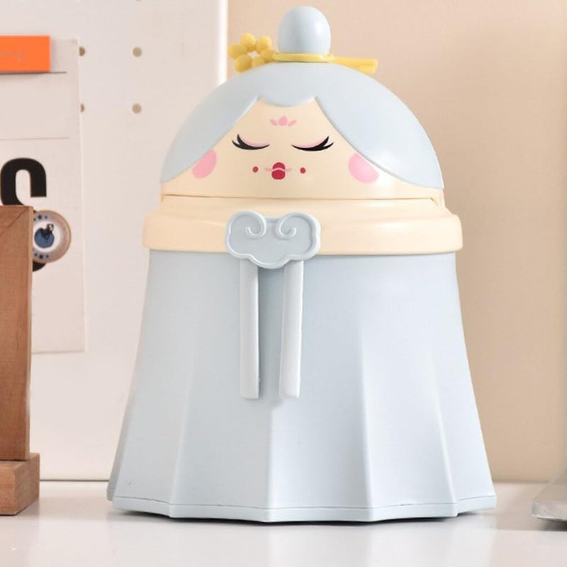 Meneflix Cute Mini Desktop Dustbin with Lid Small Trash Bin Countertop Wastebasket Trash Can for Study Table Bathroom Bedroom Home Kitchen Kawaii Cartoon Toilet Trash Container - Image 5