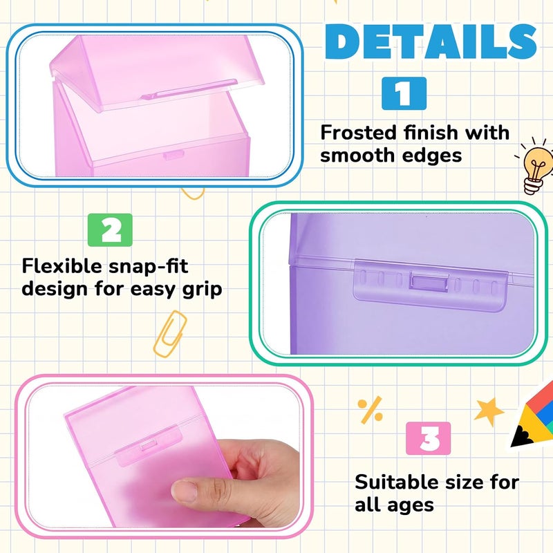 Clabby 2 Pcs Plastic Crayon Organizer Case for 24 Count Crayons Kids Art Supply Storage Box with Lid, Portable Holder for Classroom Home Travel, Fits Standard 24-Pack Crayon (Purple,Pink) - Image 3