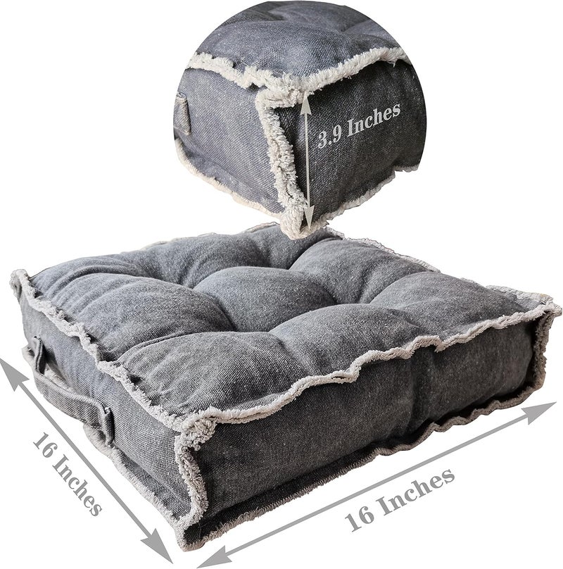 Verpert Square Thick Floor Seating Cushions,Solid Thick Tufted Cushion Meditation Pillow for Sitting on Floor,Tatami Pad for Guests or Kids Reading Nook, oga Living Room Sofa Balcony Outdoor(Darkgray) - Image 5