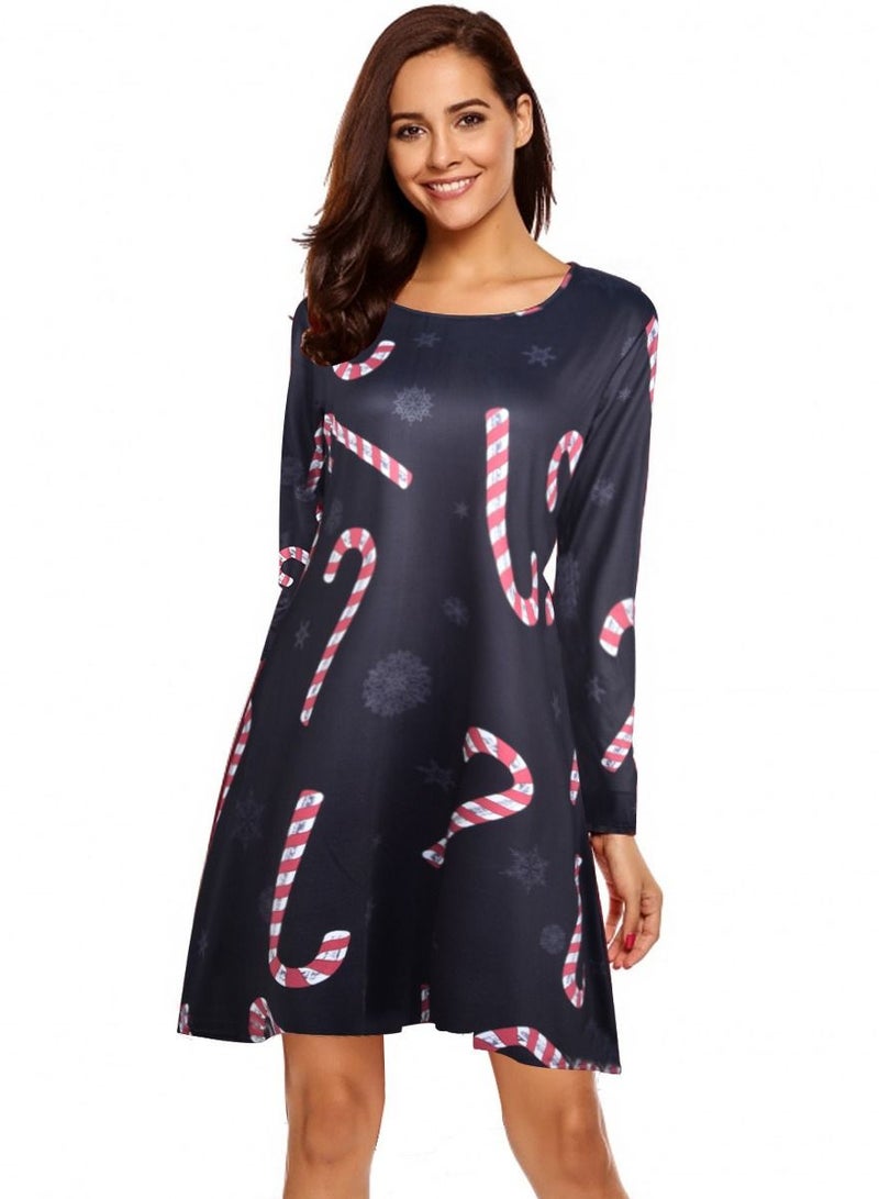Loquat Women's Fashionable High Waist Printed Dress 
