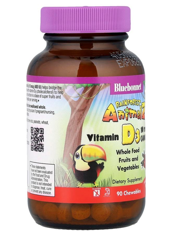 Bluebonnet Nutrition Rainforest Animalz® Vitamin D3 Mixed Berry 90 Chewables  - Image 2